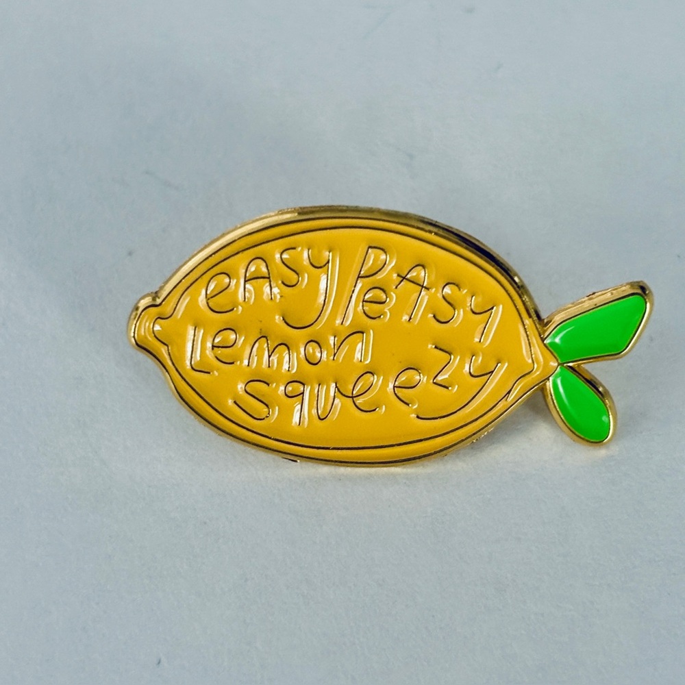 Easy Peasy Lemon Squeezy Unisex Enamel Pin, NWT